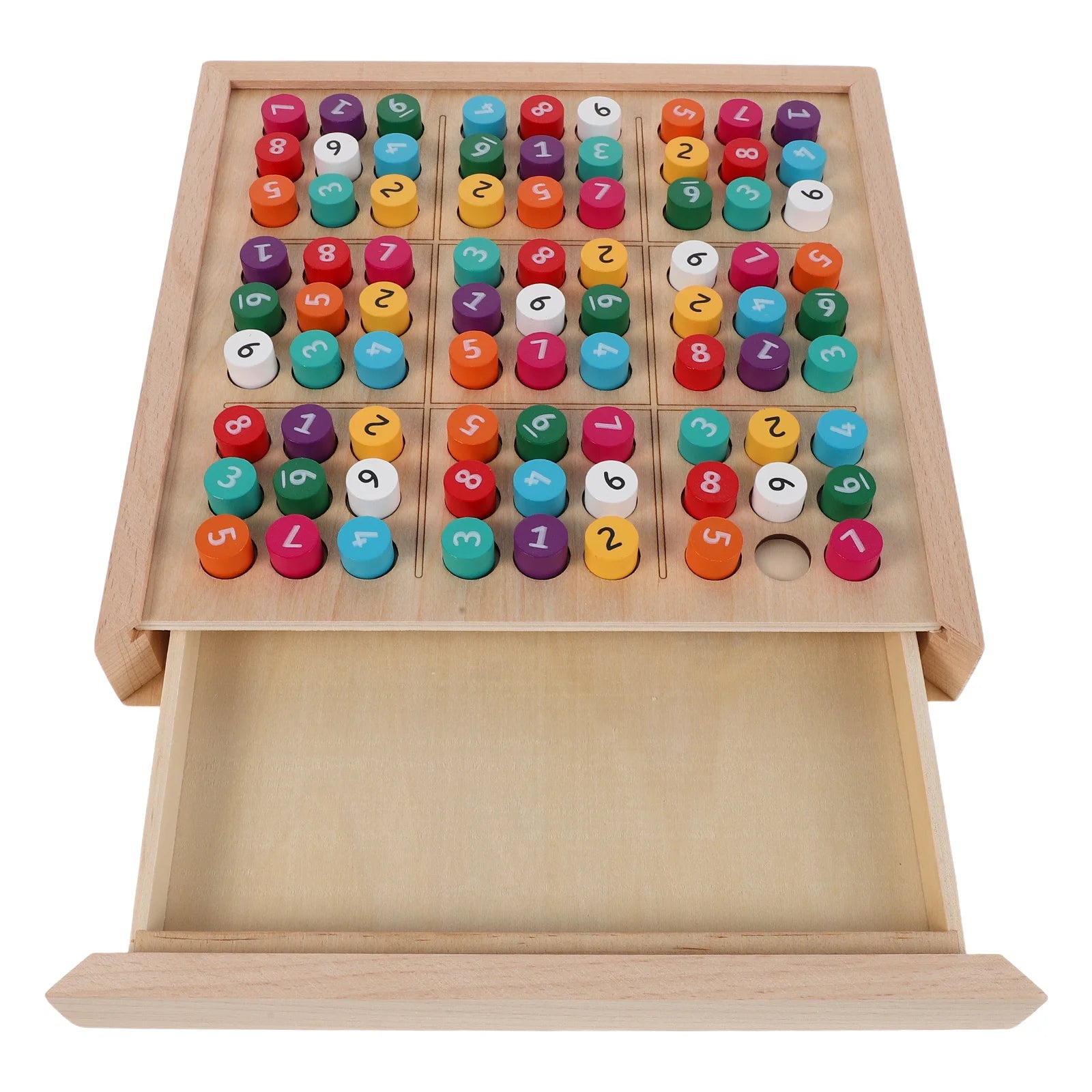 1 Piece Sudoku Game Box Wooden Logic Puzzle Brain Teaser Educational for Adults and Kids Portable Travel Size
